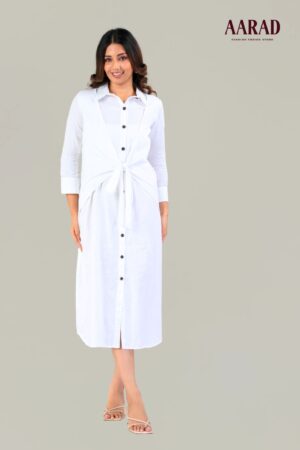 KNOT FRONT LINEN DRESS