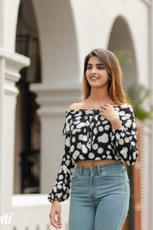 FLORAL FRONT TIE OFF SHOULDER TOP