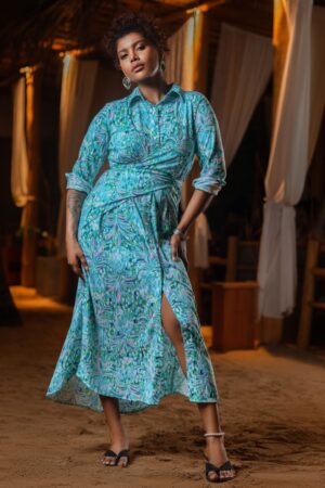 KNOT FRONT SHIRT DRESS